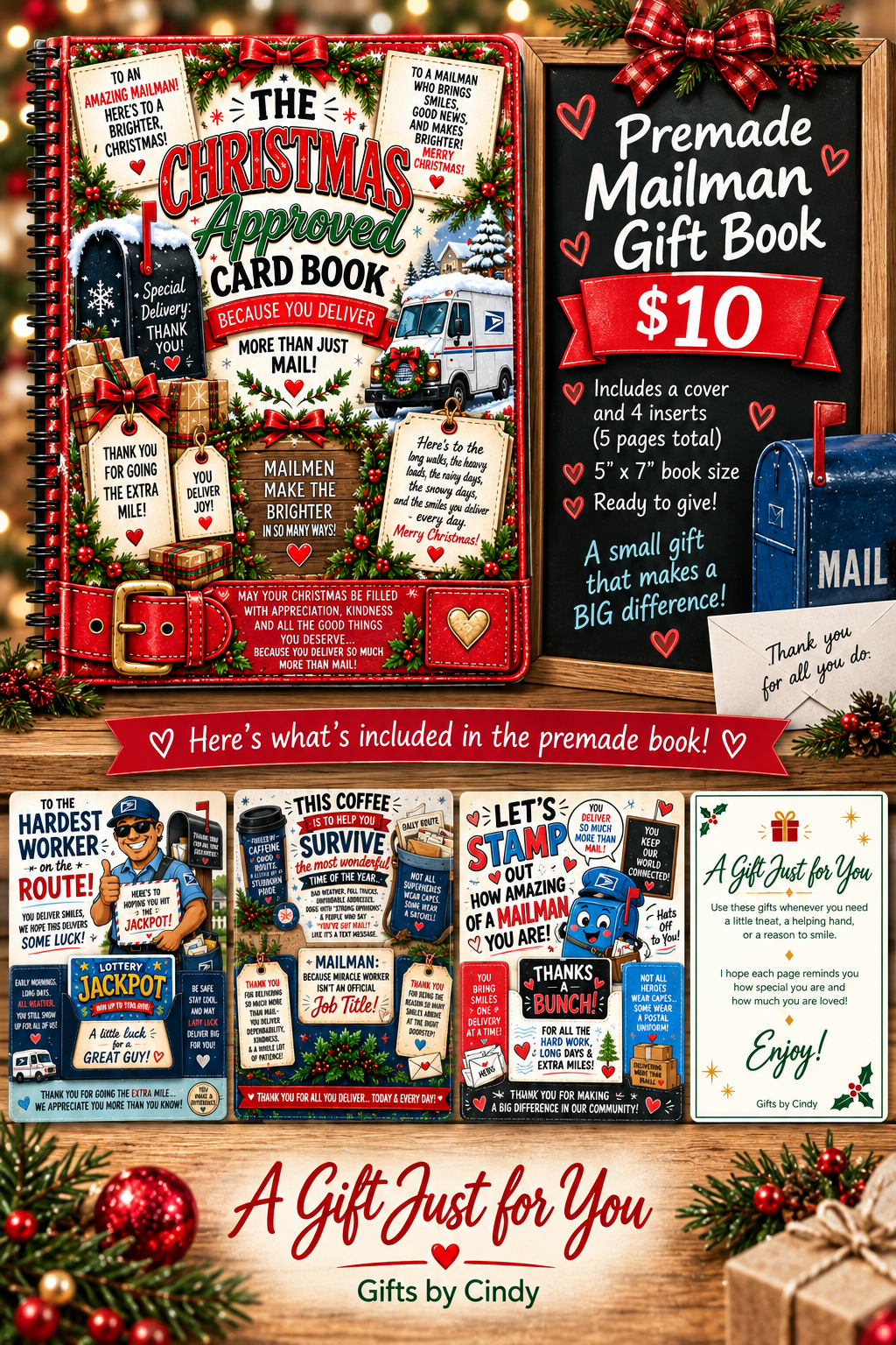 PREMADE CHRISTMAS MAILMAN GIFT BOOK