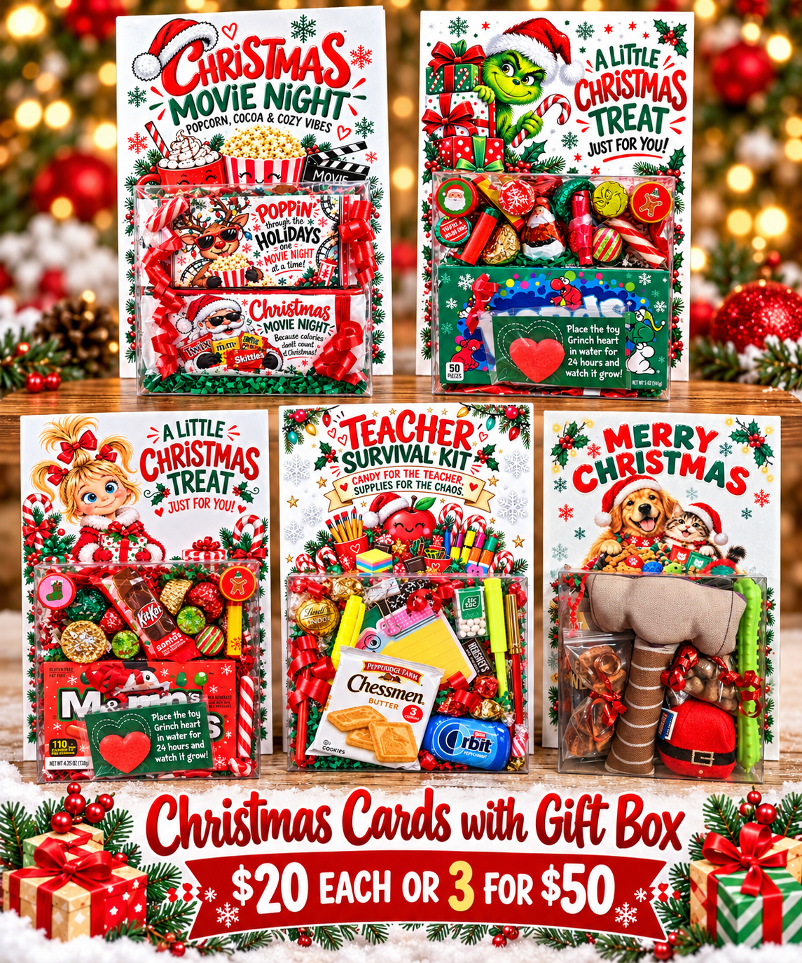 Large Christmas Card with Treat Box