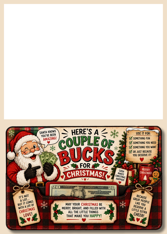 Gift Book Insert Christmas Couple of Bucks