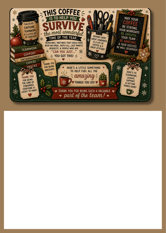 Gift Book Insert Christmas Coworker Coffee