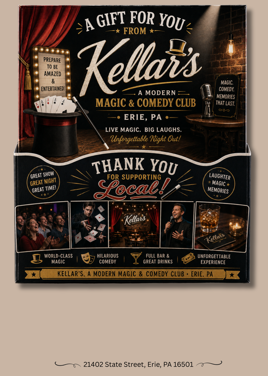Gift Book Insert Erie Kellar's Magic & Comedy Club