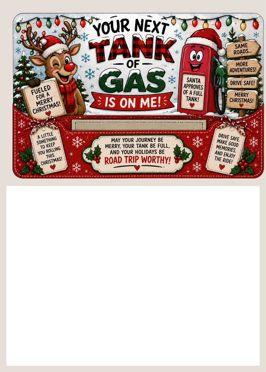 Gift Book Insert Christmas Tank of Gas