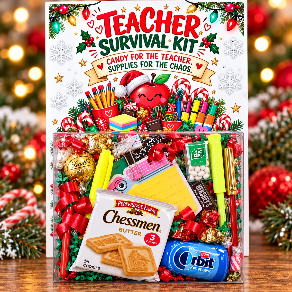 Large Christmas Card Teacher Survival Kit