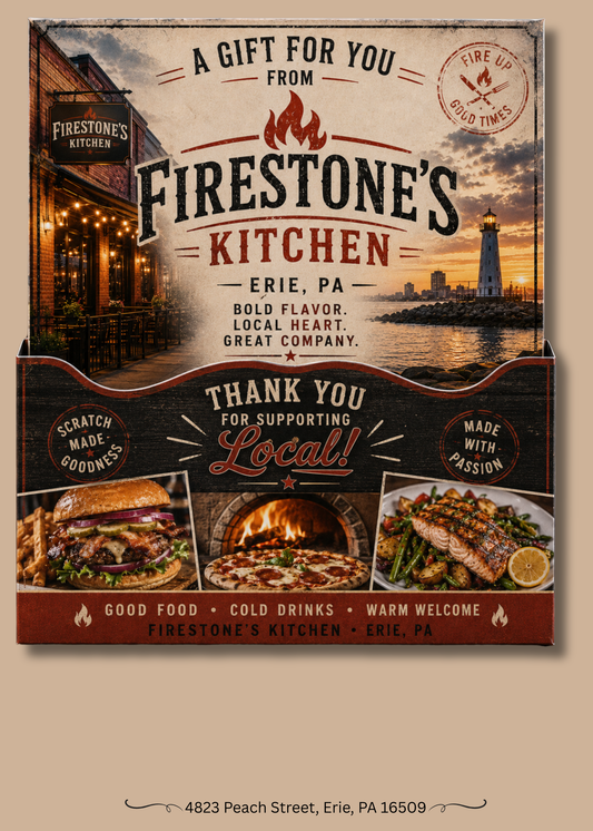 Gift Book Insert Erie Firestone's Kitchen