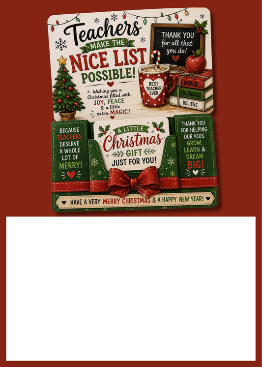 Gift Book Insert Teacher Nice List