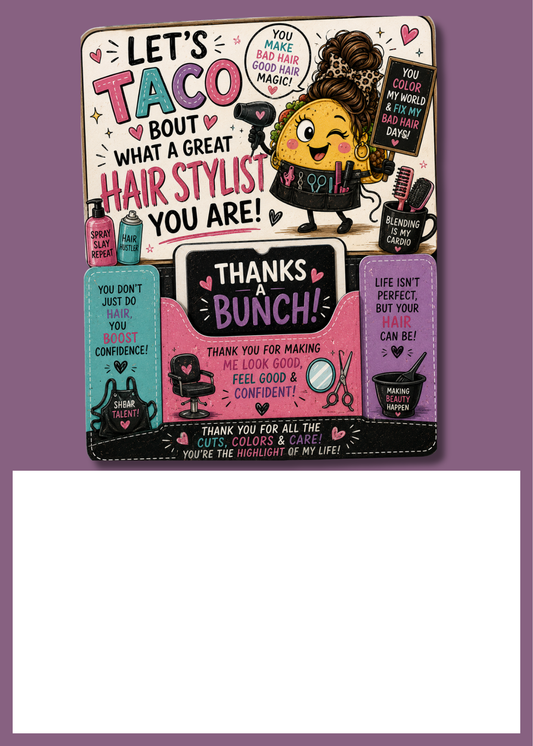 Gift Book Inserts Hair Stylist Taco