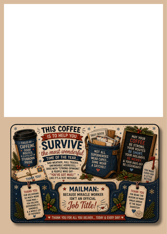 Gift Book Insert Christmas Mailman Coffee