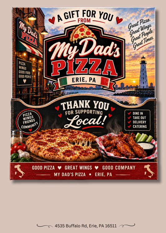 Gift Book Insert Erie My Dad's Pizza